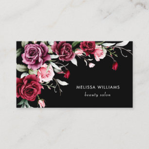 Carte De Visite Roses Aquarelle Fond Noir