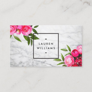 Carte De Visite Roses audacieux Luxe d'aquarelle sur le marbre