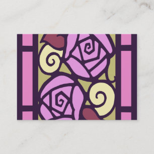 Carte De Visite ROSES d'ART DÉCO en rose et or