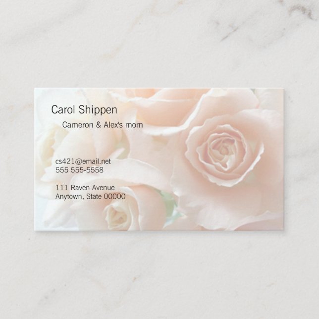 Carte De Visite Roses de corail pâle (Devant)