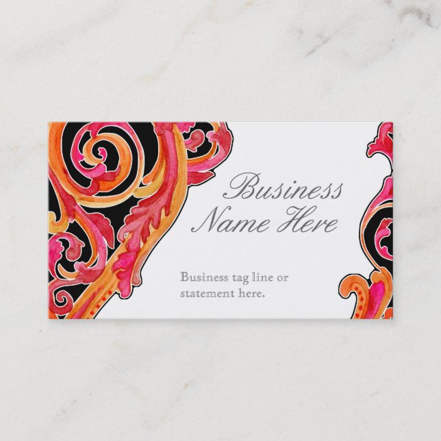 Carte De Visite Roses indien modernes de mandarine de coeur de (Devant)
