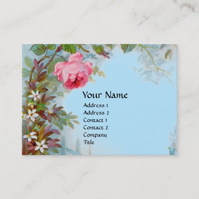 Carte De Visite ROSES & JASMINES Violet GEM MONOGRAM Ciel bleu (Devant)