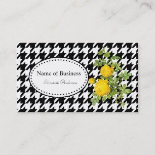 Carte De Visite Roses jaunes chics en noir et blanc
