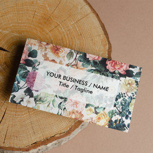 Carte De Visite Roses jaunes roses verts vintages d'aquarelle