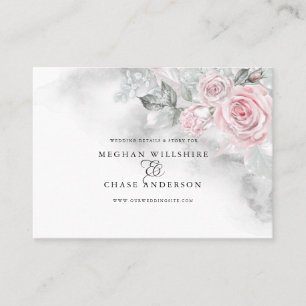 Carte De Visite Roses roses modernes Aquarelle gris BarefootBride™