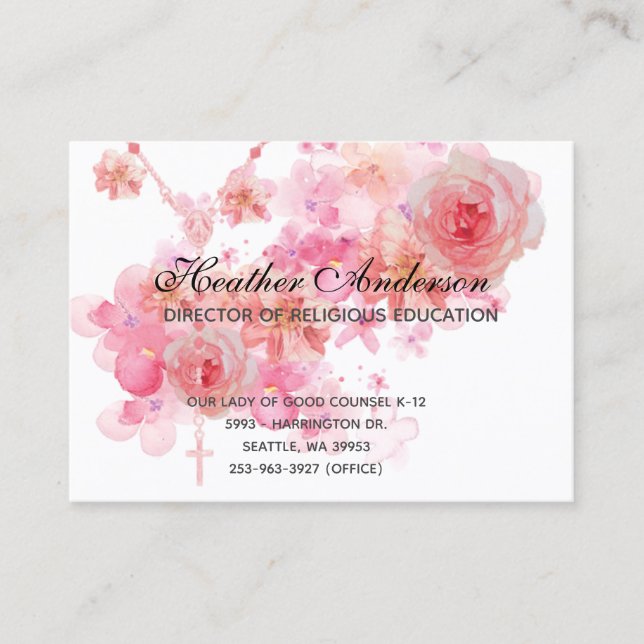 Carte De Visite Roses roses religieuses catholiques (Devant)