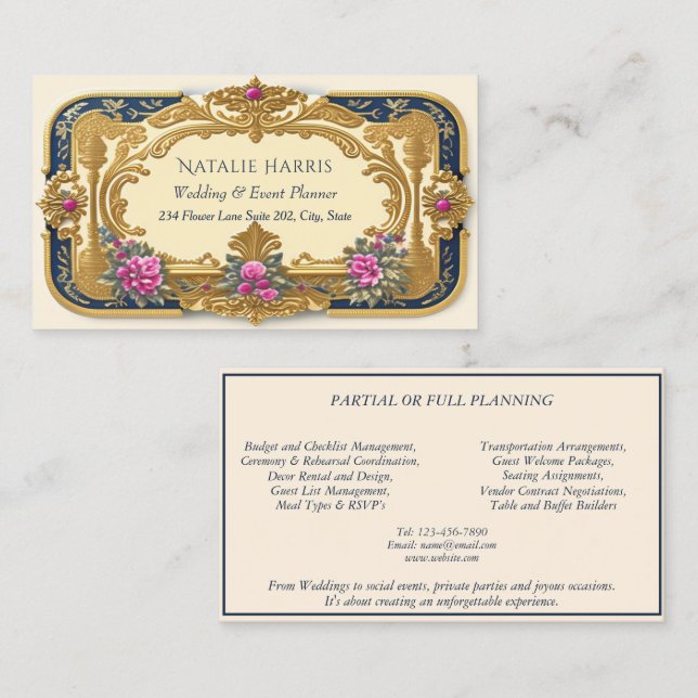Carte De Visite Roses roses roses roses roses wedding planners (Devant / Derrière)