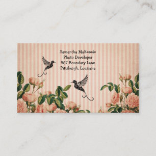 Carte De Visite Roses vintages et colibri artistique