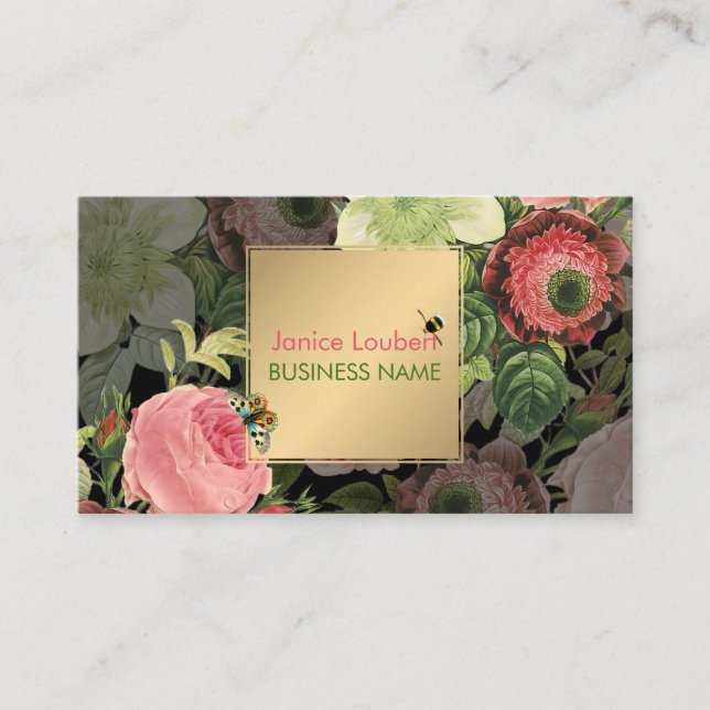 Carte De Visite Roses Vintages PixDezines (Devant)