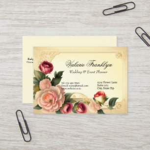 Carte De Visite Roses vintages rose et rouge Élégant planificateur