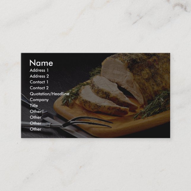 Carte De Visite Rôti de porc coupé en tranches délicieux (Devant)