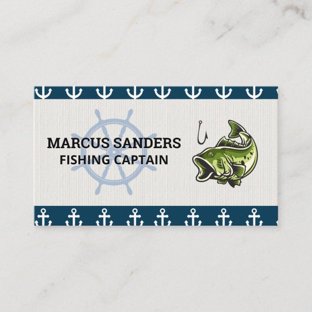 Carte De Visite Roue du navire | MOTIF ANCRE | Poisson basse (Devant)