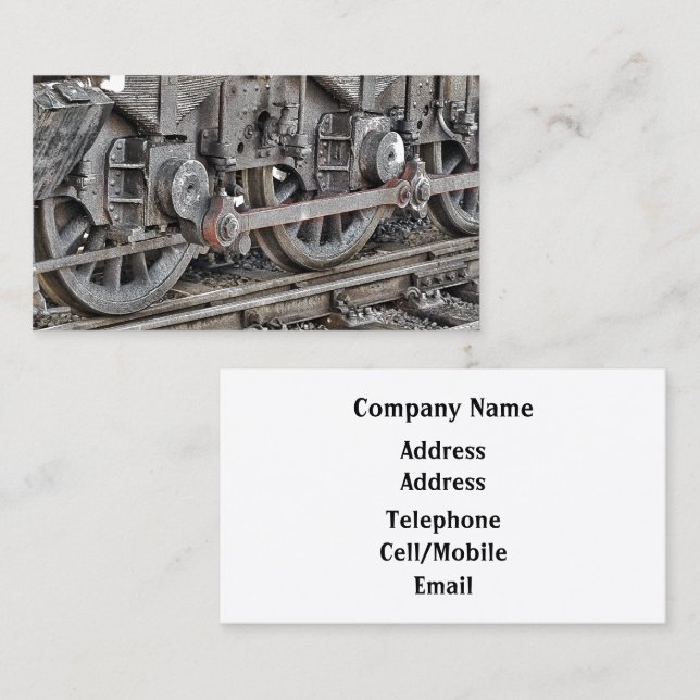 CARTE DE VISITE ROUES DE TRAIN À VAPEUR (Devant / Derrière)