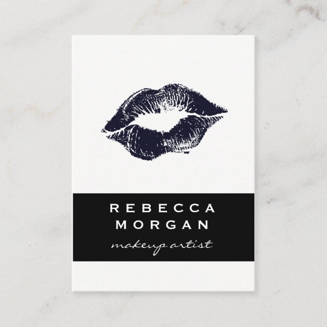 Carte De Visite Rouge à lèvres chic baiser bleu (Devant)