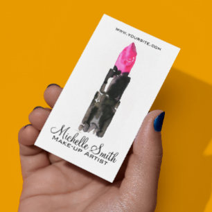 Carte De Visite Rouge à lèvres rose et noir chic maquillage