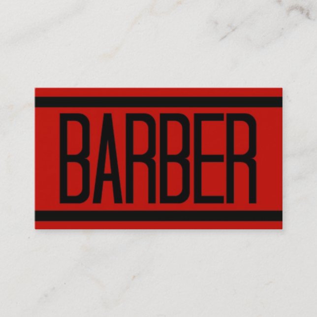 Carte de visite rouge barbier (Devant)