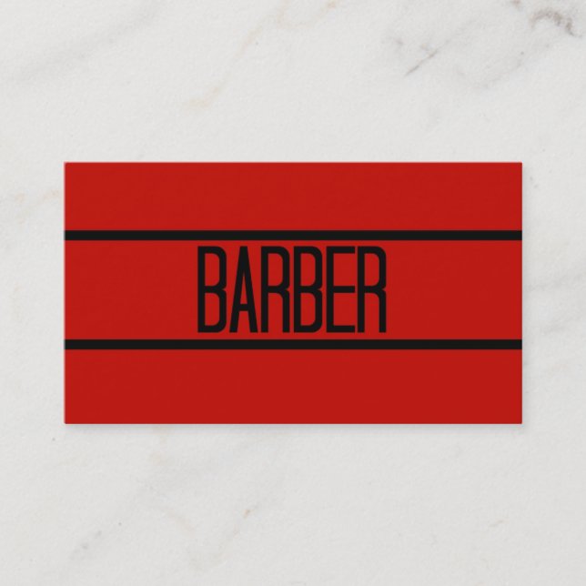 Carte de visite rouge barbier (Devant)