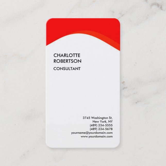 Carte De Visite Rouge Blanc arrondi Exclusif spécial moderne Uniqu (Devant)