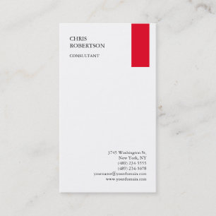 Carte De Visite Rouge blanc exclusif minimaliste moderne Plain