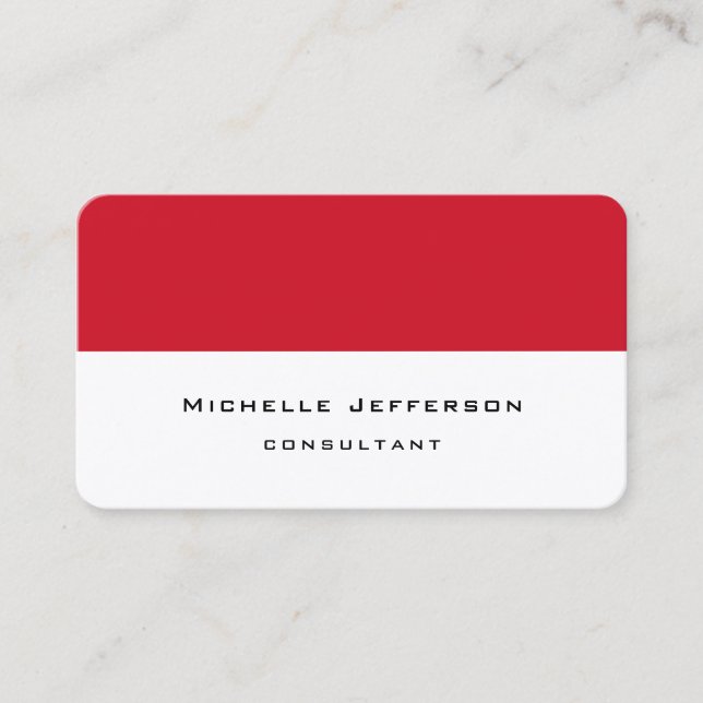 Carte De Visite Rouge Blanc Gratté Moderne Style tendance minimali (Devant)