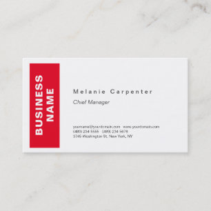 Carte De Visite Rouge blanc minimaliste moderne Plain