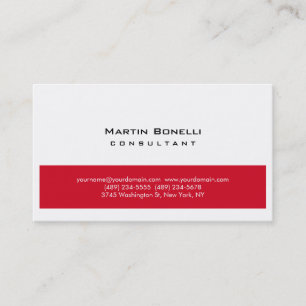 Carte De Visite Rouge blanc moderne Simple minimaliste Plaque