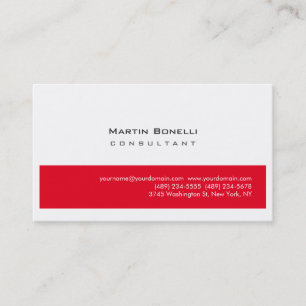 Carte De Visite Rouge blanc moderne Simple minimaliste Plaque