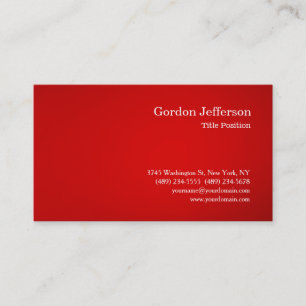 Carte De Visite Rouge Blanc Professionnel Simple Moderne Plain