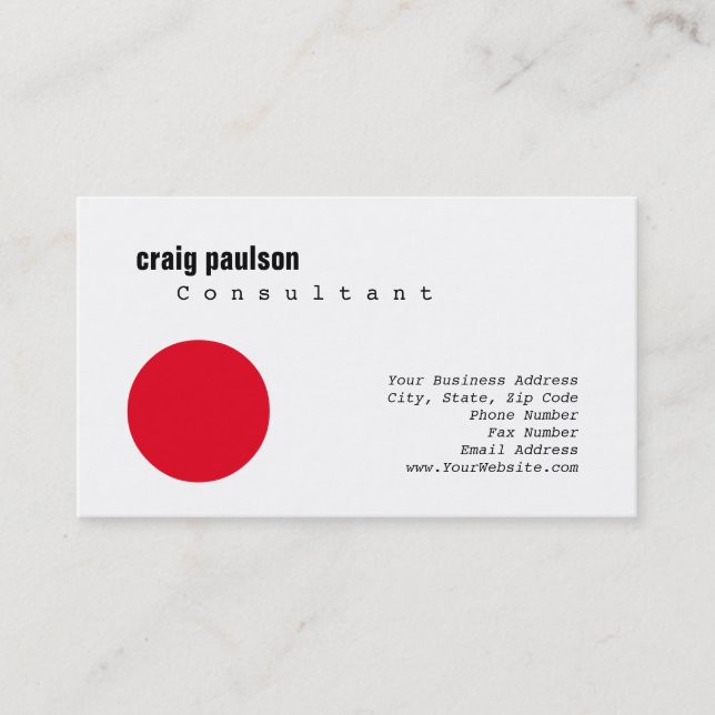Carte De Visite Rouge Blanc Simple tendance Cute Plain Consultant (Devant)