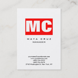 Carte De Visite Rouge blanc vertical moderne simple tendance desig