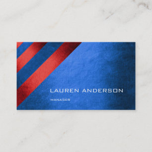 Carte De Visite Rouge bleu géométrique contemporain VIP de cobal