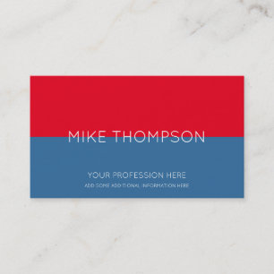 Carte De Visite rouge & bleu, simple, cool & moderne