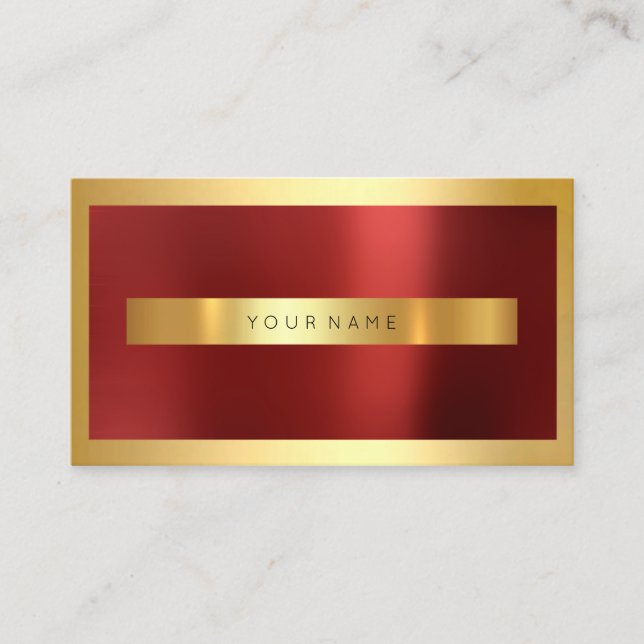 Carte De Visite Rouge Bourgogne Gold Frame Métallic Minimal (Devant)