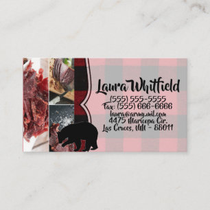 Carte de visite Rouge Buffalo Plaid Ours Noir