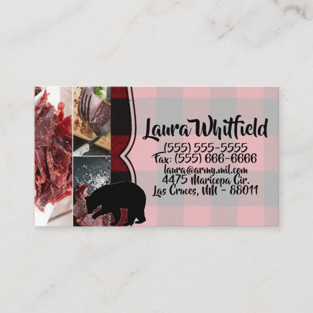 Carte de visite Rouge Buffalo Plaid Ours Noir (Devant)