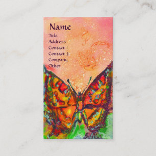 CARTE DE VISITE ROUGE BUTTERFLY ROSE JAUNE ÉPARKLES D'OR