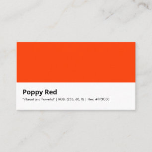 Carte De Visite Rouge coquelicot   Couleur "Vibrante et Puissante"