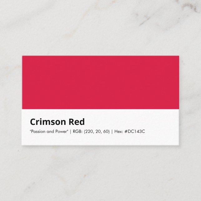 Carte De Visite Rouge Crimson | "Passion et pouvoir" (Devant)