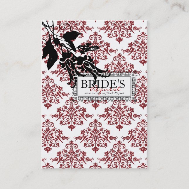 Carte de visite rouge de brocard (Devant)