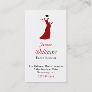 Carte de visite rouge de danse de salle de bal de
