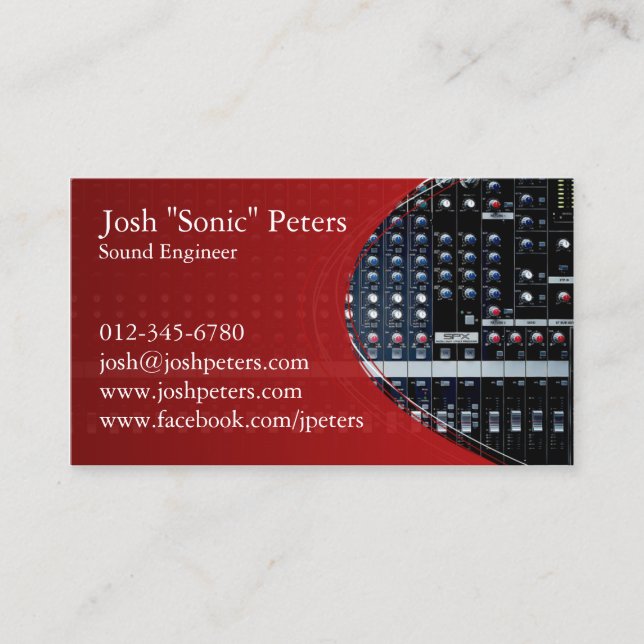 Carte de visite rouge de la console de mixage audi (Devant)