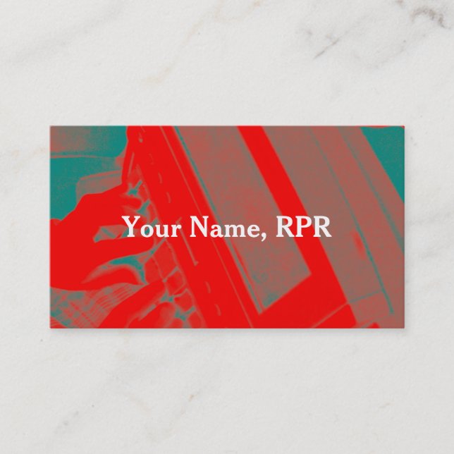 Carte de visite rouge de sténographe judiciaire de (Devant)