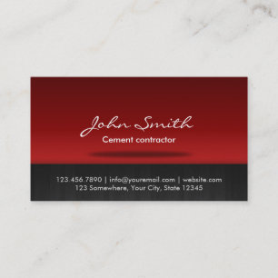 Carte de visite rouge d'entrepreneur de ciment