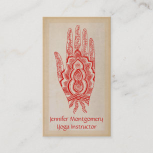 Carte de visite rouge d'instructeur de yoga de