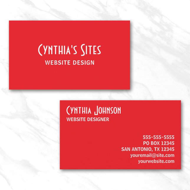 Carte De Visite Rouge et blanc brillant Gras rétro (Bright Red and White Retro Bold Business Card)