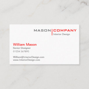 Carte de visite rouge et blanc de Minimalistic