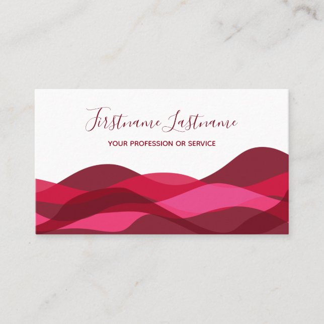 Carte De Visite Rouge et violet abstrait vagues affaires de callig (Devant)