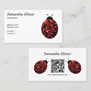 Carte De Visite Rouge étincelles Ladybug Code QR personnalisé Blan