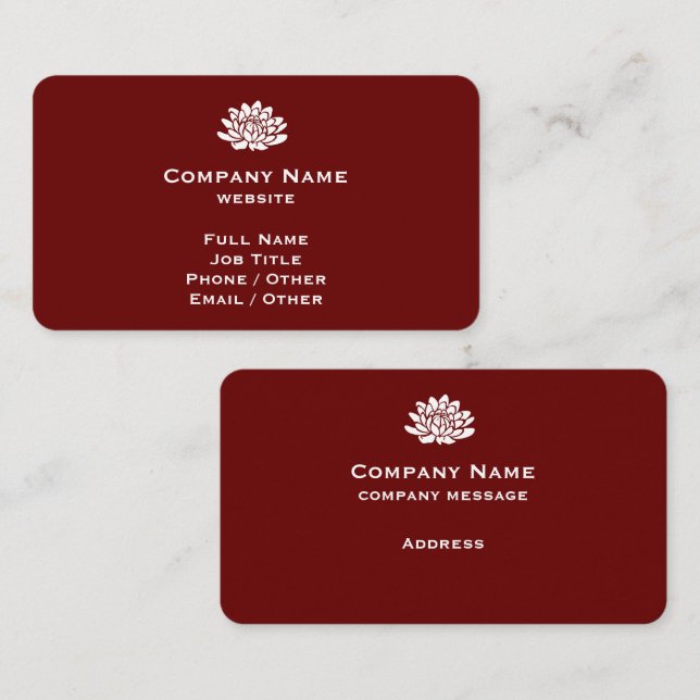 Carte de visite rouge foncé personnalisable (Devant / Derrière)