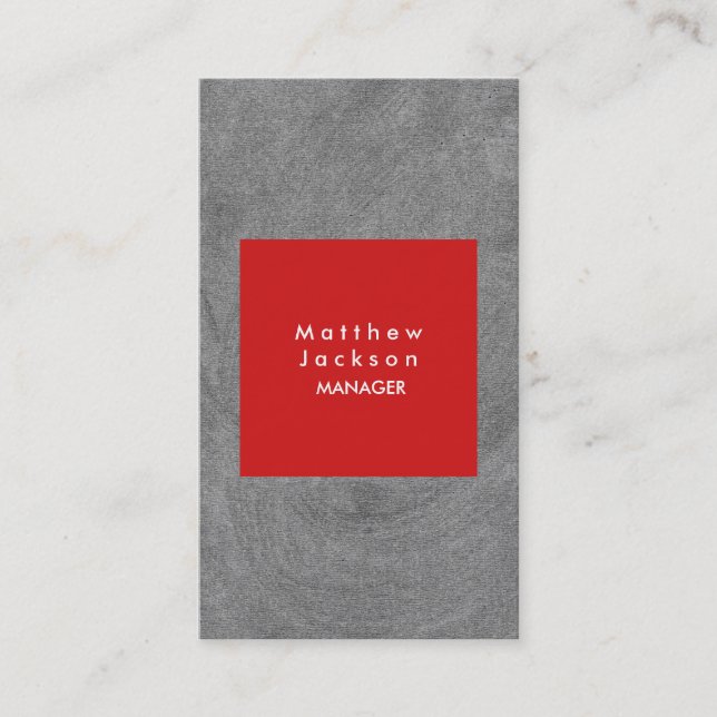 Carte De Visite Rouge Gris moderne Plain Professional (Devant)